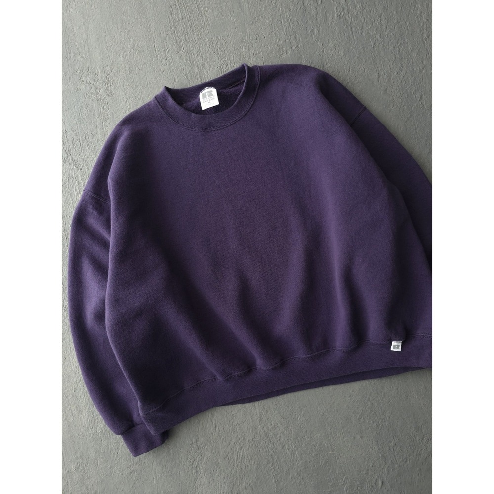 Vintage 90s Russell Athletic Purple Blank Crewneck Sweatshirt XL - Picture 2 of 10
